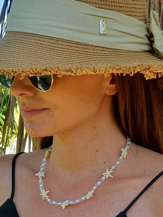 collier Alicia étoile de mer à perle simple
