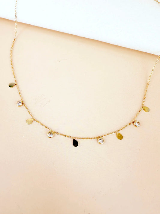 Collier Sylvie pampilles gouttes et strass