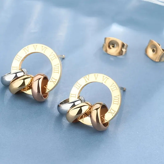Boucle d'oreilles Martine chiffre romain doré