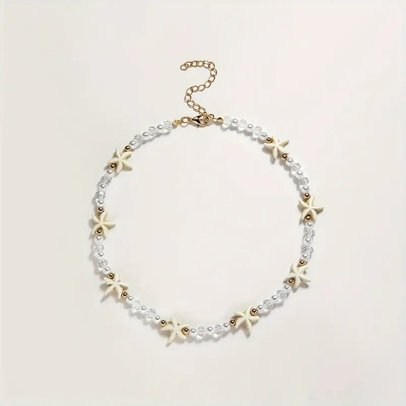 collier Alicia étoile de mer à perle simple